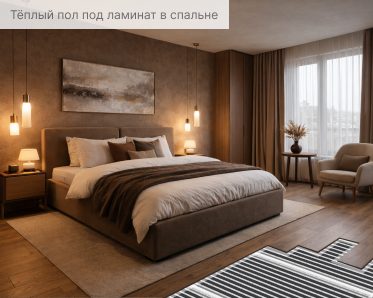 Тёплый пол под ламинат в спальне